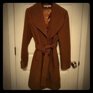 Belted Wool-Blend Trench Coat